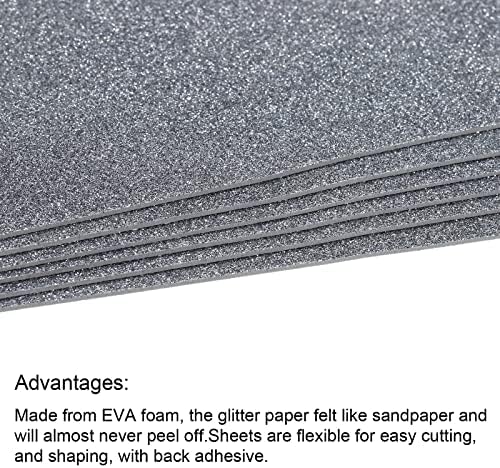 Patikil Glitter EVA FOAM FEAS DE PAPEL MOLO Auto-adesivo 11,8 x 7,8 polegadas preto para projetos de bricolage pacote de 2