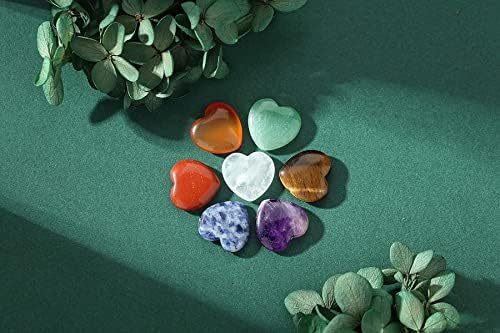 Yatojuzi 7 Chakra Natural Heart Healing Cristals e 2pcs Thumb Preocupado Stone Tiger's Obsidian Crecking Crystals Sets