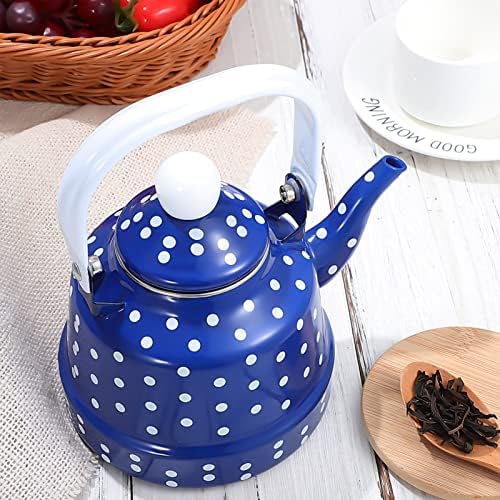 Zerodeko Camping Kettle Camping Kettle Kettle Vintage Tea Chalttle: Bules esmaltada Bules Pote de chá azul caldeira de água