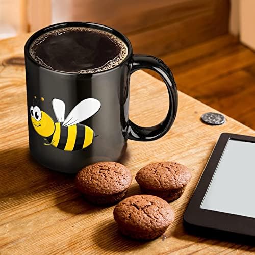 Cartoon Bee Print Creamic Coffee Coffee Tumbler Cup de chá engraçado para o escritório Home Homens Homens Homens