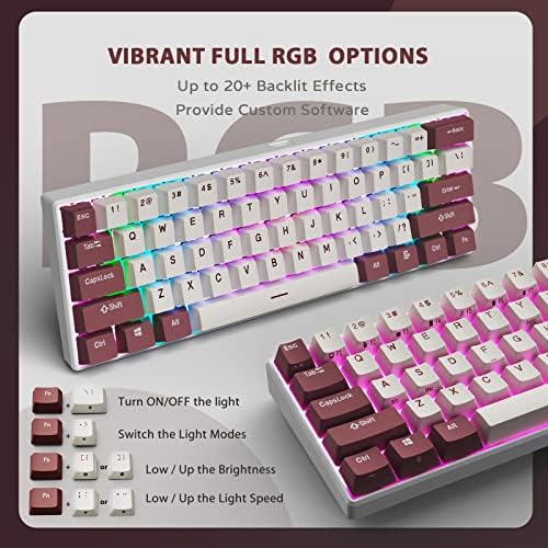 ILOVBEE I61 60 % do teclado com fio, teclado mecânico e quente compacto RGB Gaming Teclado, 61 teclado Mini teclado com interruptor