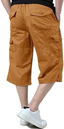 Eklentsson Swill de sarja casual masculina Shorts abaixo do joelho Faixa solta Capri shorts longos Capri