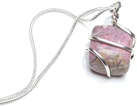 Reiki Cura Cristal Rodonita Pedra de arame de pedra Pingente de pingente de tumble -Cura de Belácia