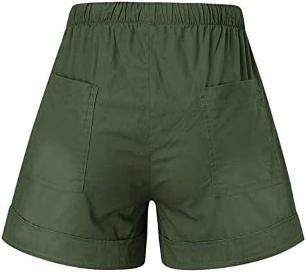 Shorts leves femininos de cintura elástica de cordão confortável shorts confortáveis ​​linho de verão casual calça de