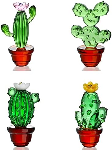 Krisinine Brown Glass Cactus Cristal Crystal Cactus Decors Collectibles