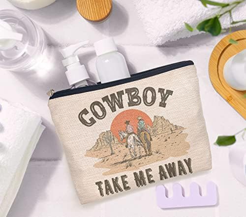 IWXYI Western Retro Cowboy Tire -me Decor Saco de cosméticos para mulheres, Vintage Western Cowboy Feminino Bolsa de