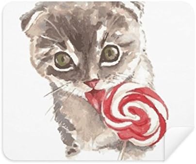 Little Cat Lollipop Watercolor Limpening Pano Cleaner 2pcs Camurça Fabric