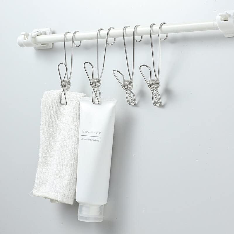 6pcs de armazenamento lavanderia ganchos de roupas de roupas de pinça clipe de aço inoxidável prendedores de toalhas