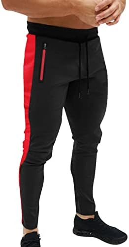 Dbylxmn Troushers Street Men's Sweats Fitness com zíper mais esportivo calças casuais bolsões se abrem para homens
