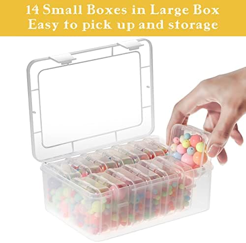 Mathtoxyz pequenos organizadores de contas, 15 peças Casos de armazenamento de plástico Mini recipientes de armazenamento transparente de contê