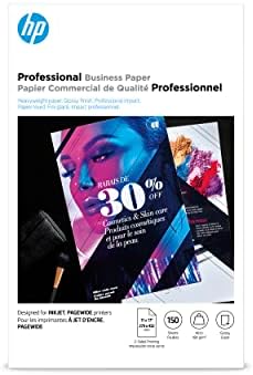 HP Professional Business Paper, brilhante, 11x17 in, 48 lb, 150 folhas, trabalha com impressoras a jato de tinta