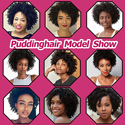 Puddinghair Afro peruca para mulheres de aparência natural peruca de cabelo humano curto cacheado nenhuma renda frontal