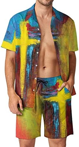 BMISEGM Terno masculino masculino Moda de verão Hawaii Seaid Holiday Beach Digital 3D Imprimir camisa de manga curta curta