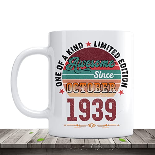 INCRÍVEL desde outubro de 1939 Funny Birthday Gift Coffee Caneca Presente - Presente de aniversário de 83º para homens Mulheres amigas Feliz aniversário 83 anos