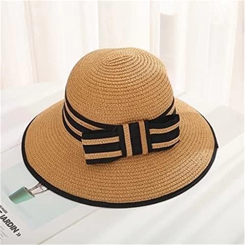 Adquirir uma aba larga de largura meninas folhas de palha de arco chapéu sol chapéu praia feminina chapéu de viagem giration