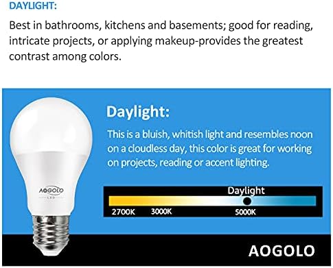 Lâmpada LED A19 A19 9W, 5000k, luz do dia, lâmpadas de reposição padrão, brancas neutra, não minimizáveis, 120V,