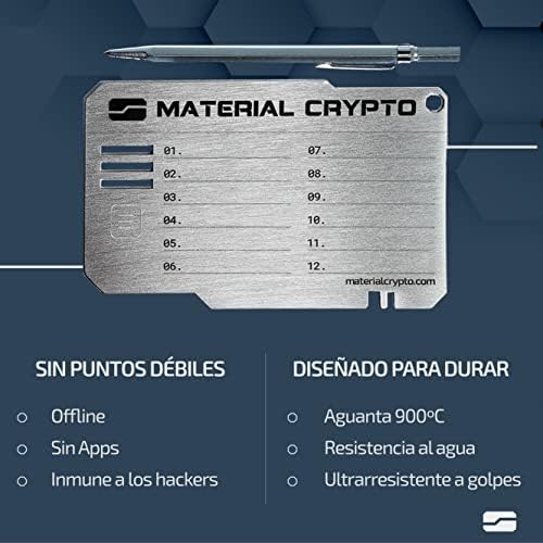 Material Bitcoin Material Crypto - DIY - Carteira de criptomoeda de aço indestrutível - Compatível com sementes de
