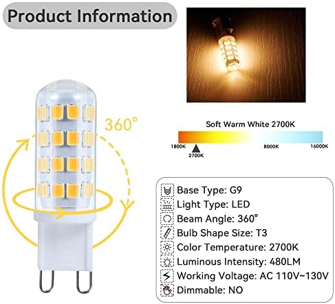 Minyan G9 Bulbo LED 10pcs 5W 110V ~ 130V 480ml sem licker macio branco G9 Lâmpadas de lâmpadas JC Bi-pin Base G9 Bulbo para lâmpadas paisagísticas