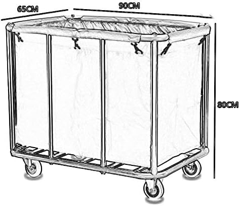 Carrinhos móveis de Phuljhadi, carrinho de classificação de lavanderia de hotéis comerciais de carrinho com sacolas, carro de linho de limpeza de aço inoxidável em rodas silenciosas/marrom/91 * 65 * 80cm