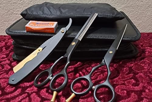 Conjunto profissional de salão de barbeiro | Casos de tesoura e kit de tesoura Rainning | Senhores de corte de cabelo Conjunto