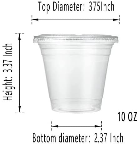 17Supply Cups com tampas, xícaras de plástico transparentes descartáveis ​​10 oz de xícaras transparentes 200pack