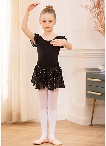 Arshiner Girls Ruffle Sleeve Ballet Dance Dress Tutu Skirted Leotard