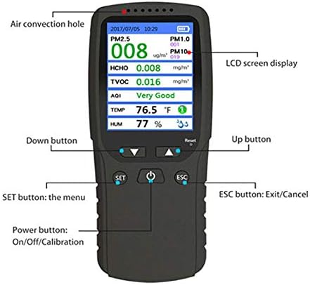 Monitor de qualidade do ar portátil ATO, múltiplo detector PM2.5/pm1.0/pm10, aqi, tormaldeído, tvoc, temperatura e