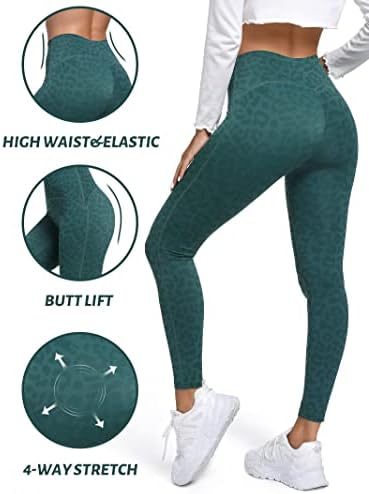 Voxget Leggings sem costura para mulheres com cintura alta macia barriga controle 7/8 Comprimento de ioga de padrão de comprimento