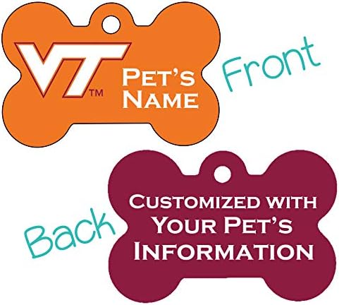 Virginia Tech Hokies Tag de Id de Pet Id Dog de 2 lados | Oficialmente licenciado | Personalizado para o seu animal de estimação