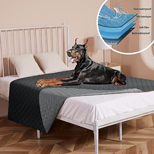 Capa de sofá para cães urbósticos de tamanho grande, cobertores impermeáveis ​​para filhotes e gatos, protetor de mobília reversível lavável do sofá de cama de arranhões cinza 102 x82