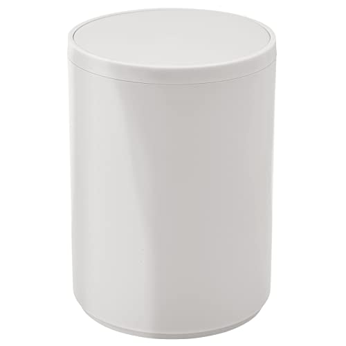 Mdesign Plastic Small Slim Round 1,7 galão de lixo lixo com tampa de balanço removível - cesta de resíduos, lixo de cesto de recipiente de lixo para banheiro mestre/hóspede - segura lixo/reciclagem - cinza claro