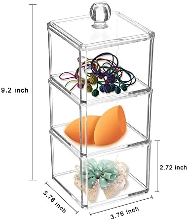 Acessórios para cabelos Organizador para meninas, 3 suportes acrílicos empilháveis, recipientes de banheiro para acessórios