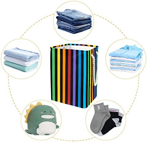 Indomer linhas verticais coloridas padrão de lavanderia grande cesto de roupas prejudiciais à prova d'água cesta de roupas