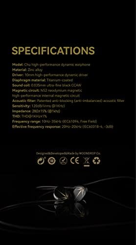 MOONDROP CHU High Performance Dinâmico Dinâmico IEMS Intendle Earing Phone