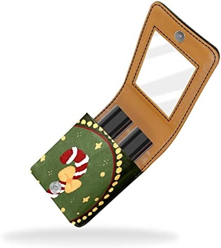 Caixa de batom de Oryuekan, bolsa de maquiagem portátil fofa bolsa cosmética, organizador de maquiagem de suporte de batom, cana de doces de desenho animado de Natal