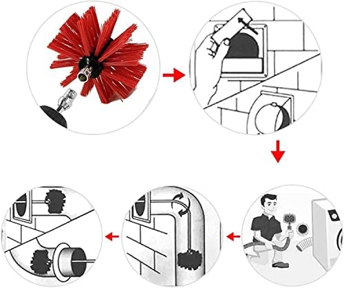 Liyun Chimney Sweep Kit Chimney Cleaning Brush Kit, Limpeza de ventilação do duto Conjunto com hastes flexíveis 6/9/12/15