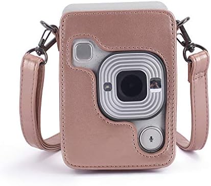 Phetium Protective Case Compatível com Instax Mini Liplay Hybrid Instant Camera e impressora, bolsa de couro PU macio com alça de ombro