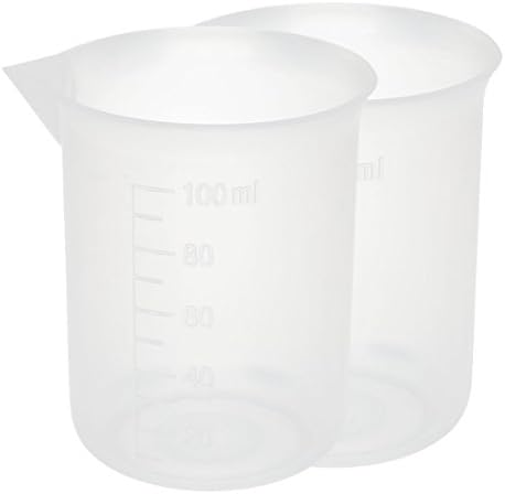 Aexit 2 PCS Garrafas e Jars 100ml Laboratório Escolar Transparente Recipiente de Líquido Plástico Medindo garrafas de