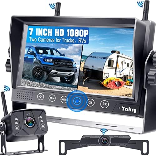 Câmera de backup de Yakry RV HD sem fio HD 1080p 7 polegadas DVR Touch Touch 4 Canais Monitore o trailer do carro/caminhão Motorhome
