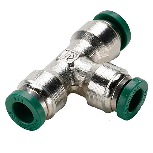 Parker Hannifin 164PLP-2-PK10 Prestolok PLP Union Tee Push-to-Connect ajuste, níquel banhado a latão, tubo de push-to-Connect