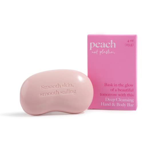 Peach não sabonete de barra de plástico | Sabonete esfoliante e corpo | Sal marinho rosa do Himalaia para revelar a pele radiante |
