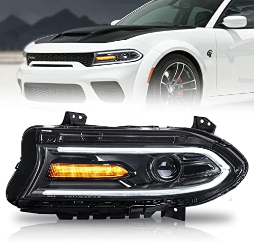 Montagem do farol de LED arcaico para 2015-2020 Dodge Charger, farol de halogênio do projetor de feixe duplo OE, lado do