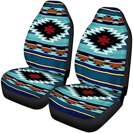 As tampas P do assento de carro imprimido do AZTEC azul para o protetor do banco da frente do sudoeste da geometria tribal, cobertor macio, cobertura flexível de almofada de assento