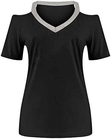 Top camiseta para mulheres verão outono 2023 ombro frio de manga curta algodão vneck shinestone tee 7s 7s