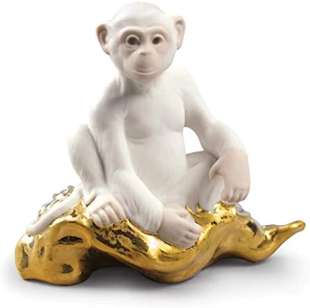 Lladró, a estatueta do macaco. Mini. Figura de macaco de porcelana.