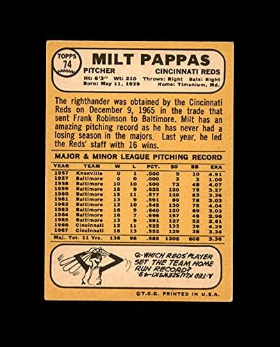 Milt Pappas assinou 1968 Topps Cincinnati Reds Autograph