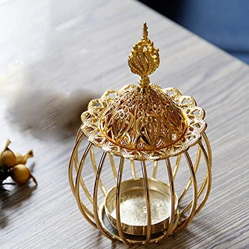 Wybfztt-188 Metal Incense Burner Iron Art Incense Holder Golden Tower Candlestick Golden Metal Porcelain Censer House Yoga