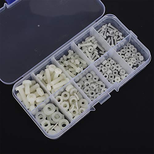 270pcs prendedores parafusos de nylon parafusos de nylon parafusos de nylon kit de sortimento da porca de nylon com caixa