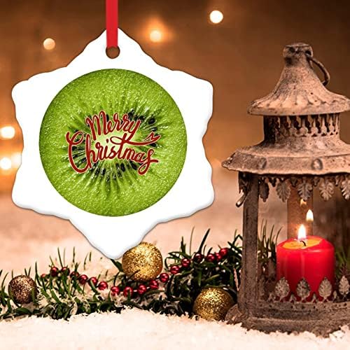 Ornamento de Natal Ornamento Verde Kiwifruit Ornamentos de cerâmica para decorações de Natal Decorações de árvores de Natal