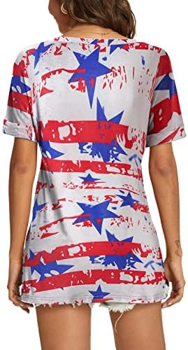 4 de julho camisetas camisetas para mulheres de manga curta Tshirt American Flag Stars Stripes Tie-Dye Camisa Túps